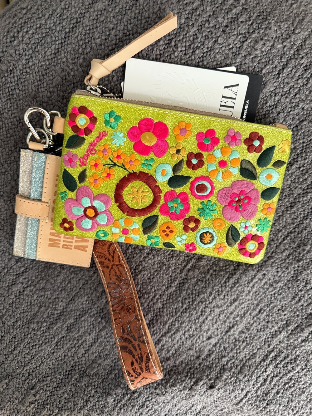 Consuela Buzzy Combi- Embroidered Wristlet + Card Holder